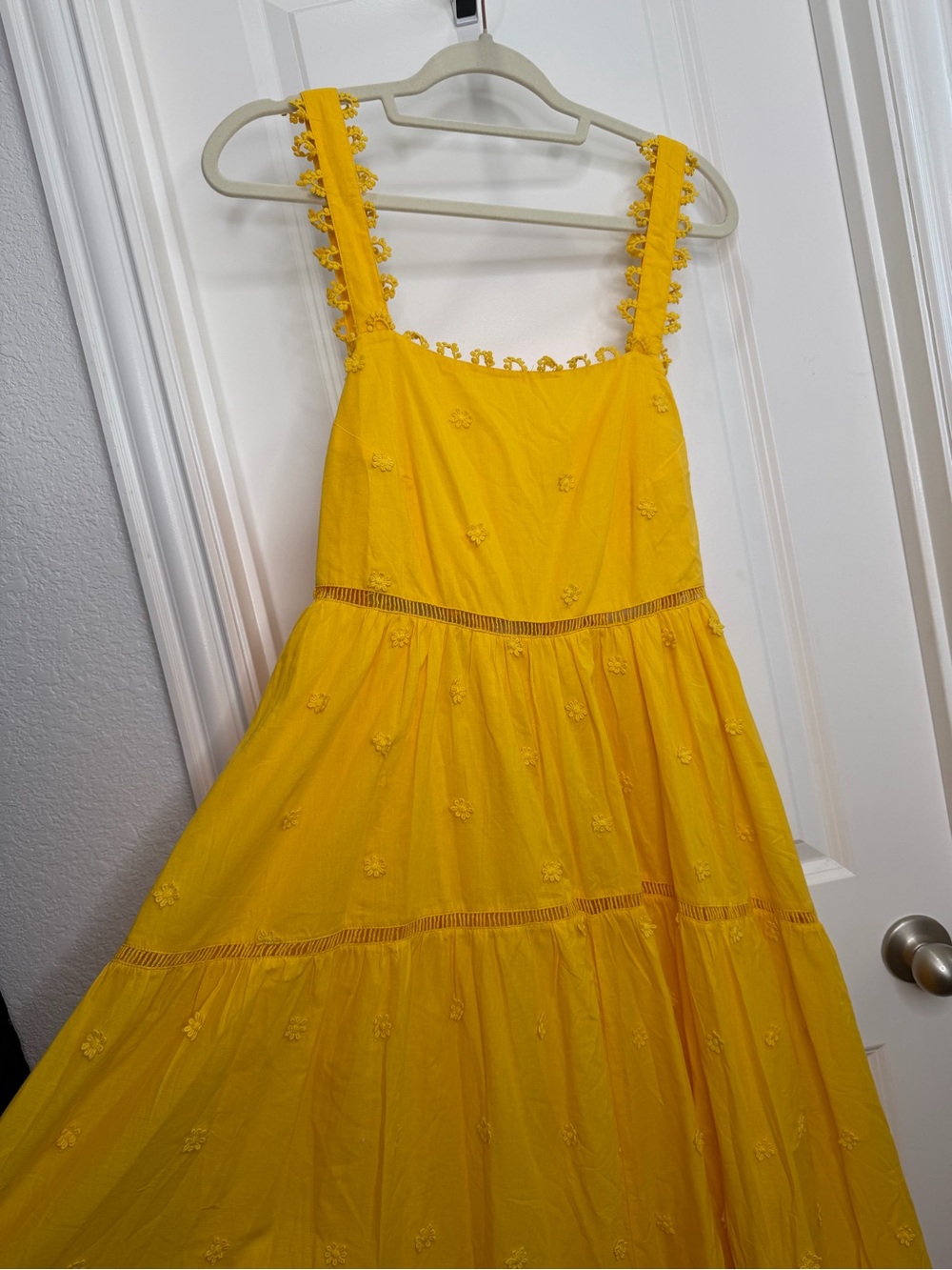 FARM Rio Yellow 3D Flowers Midi Dress Size Medium - Picture 6 of 7